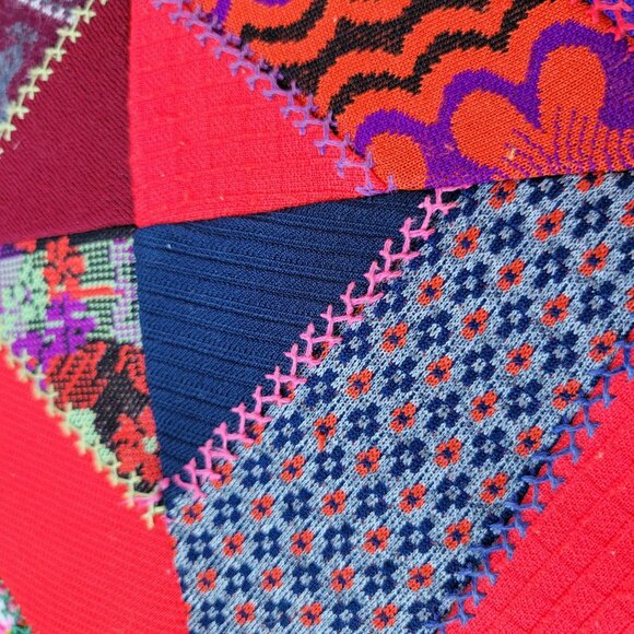 Vintage Crazy Patchwork Throw Pillow 14x14 Polyester Handmade Quilted Embroidery - Picture 5 of 16